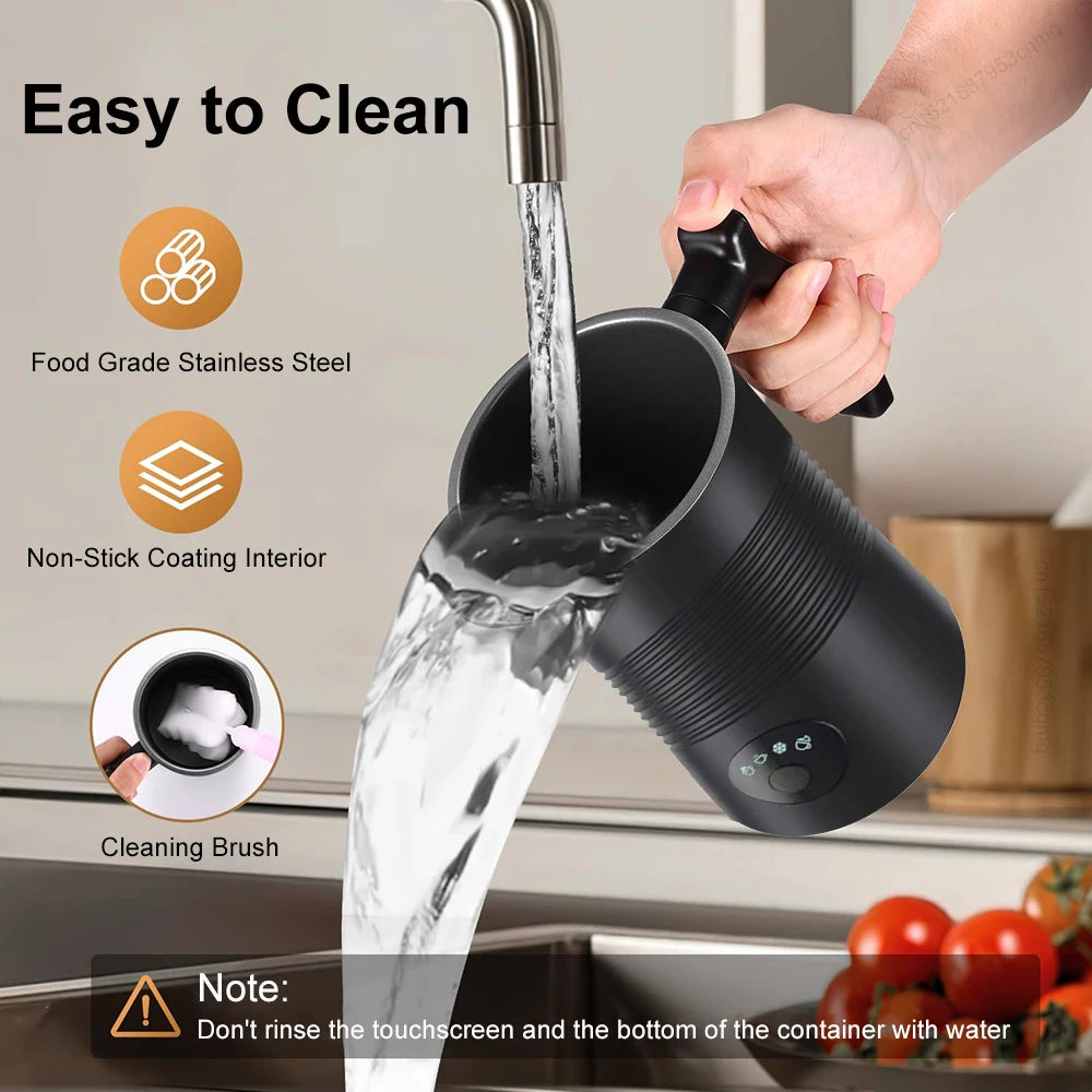 4-in-1 Electric Milk Frother – Automatic Hot & Cold Foam Maker for Coffee, Cappuccino, Latte & More | Rotary Whisk Milk Steamer