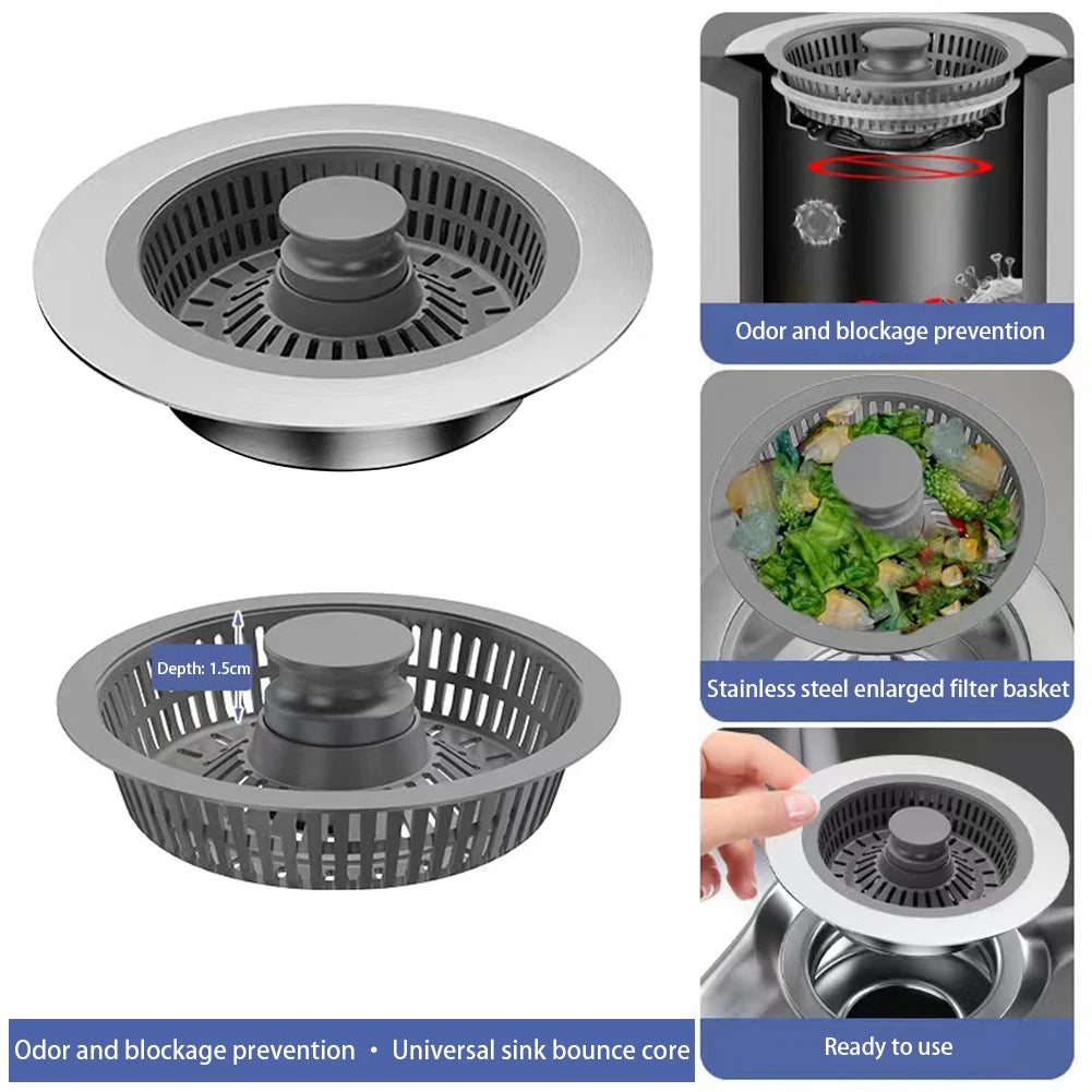 Stainless Steel Pop-Up Sink Strainer