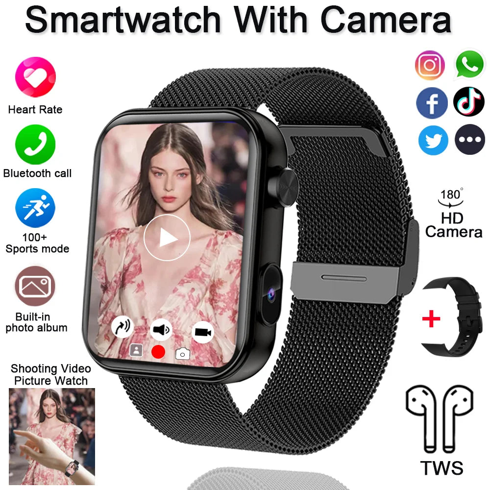2025 New Unisex Smartwatch with Camera, Health Monitor, Fitness Tracker, Waterproof & Bluetooth Calling