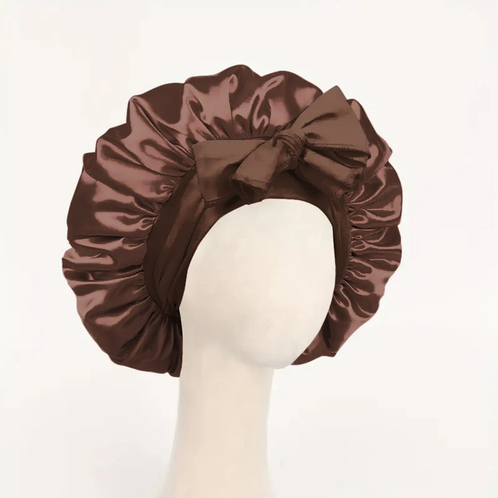 Satin Bonnet with Adjustable Tie Band – Silk-Like Sleeping Hair Bonnet for Women & Men, Nighttime Hair Protection Cap (16 Colors)