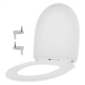 UV-Shaped Slow Close Toilet Seat – Quiet Durable White PP Seat with Quick Release for Adults & Children