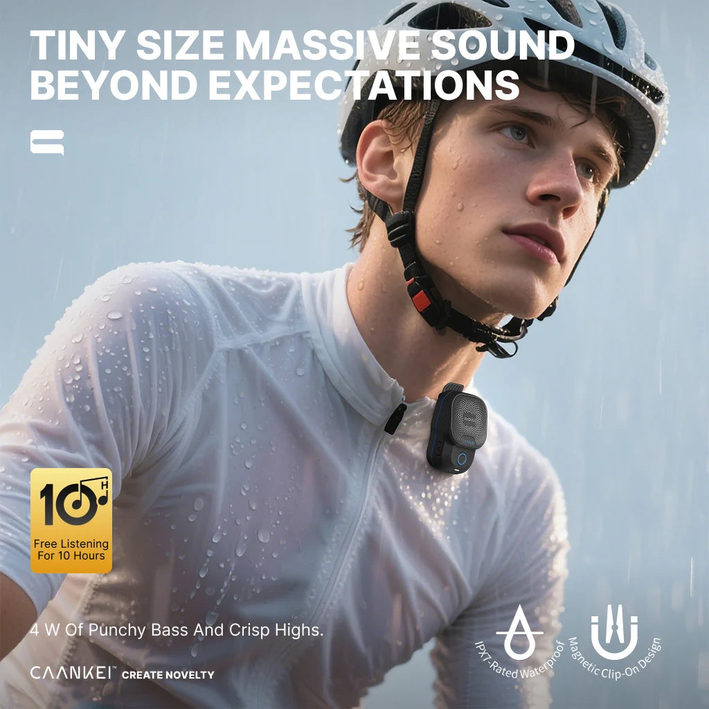Wearable Bluetooth Speaker IPX7 Waterproof – Clip-On Portable Sports Speaker with Microphone, 30H Playtime, Hands-Free Calls & Music for Running & Outdoor