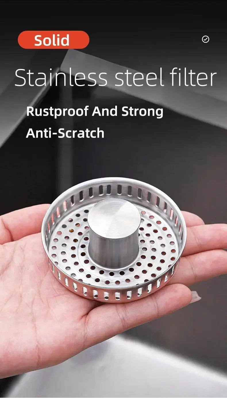 3-in-1 Stainless Steel Sink Strainer & Pop-Up Stopper