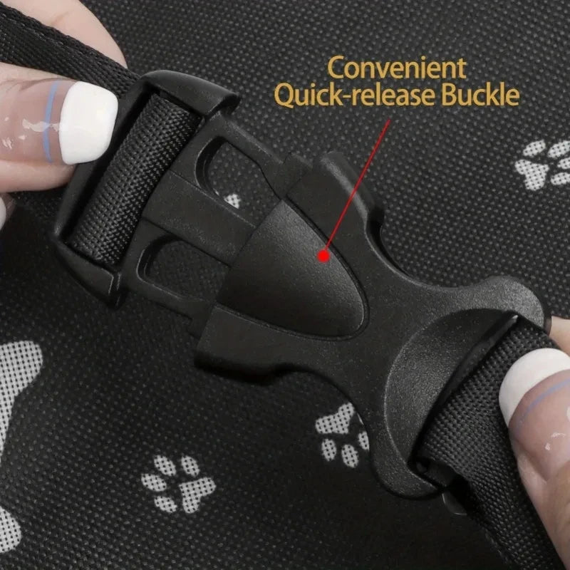 Pet Reinforce Car Booster Seat for Small Dogs & Cats - Portable Breathable Pet Carrier with Safety Belt, Stable Travel Booster Bag, Paw Print Design