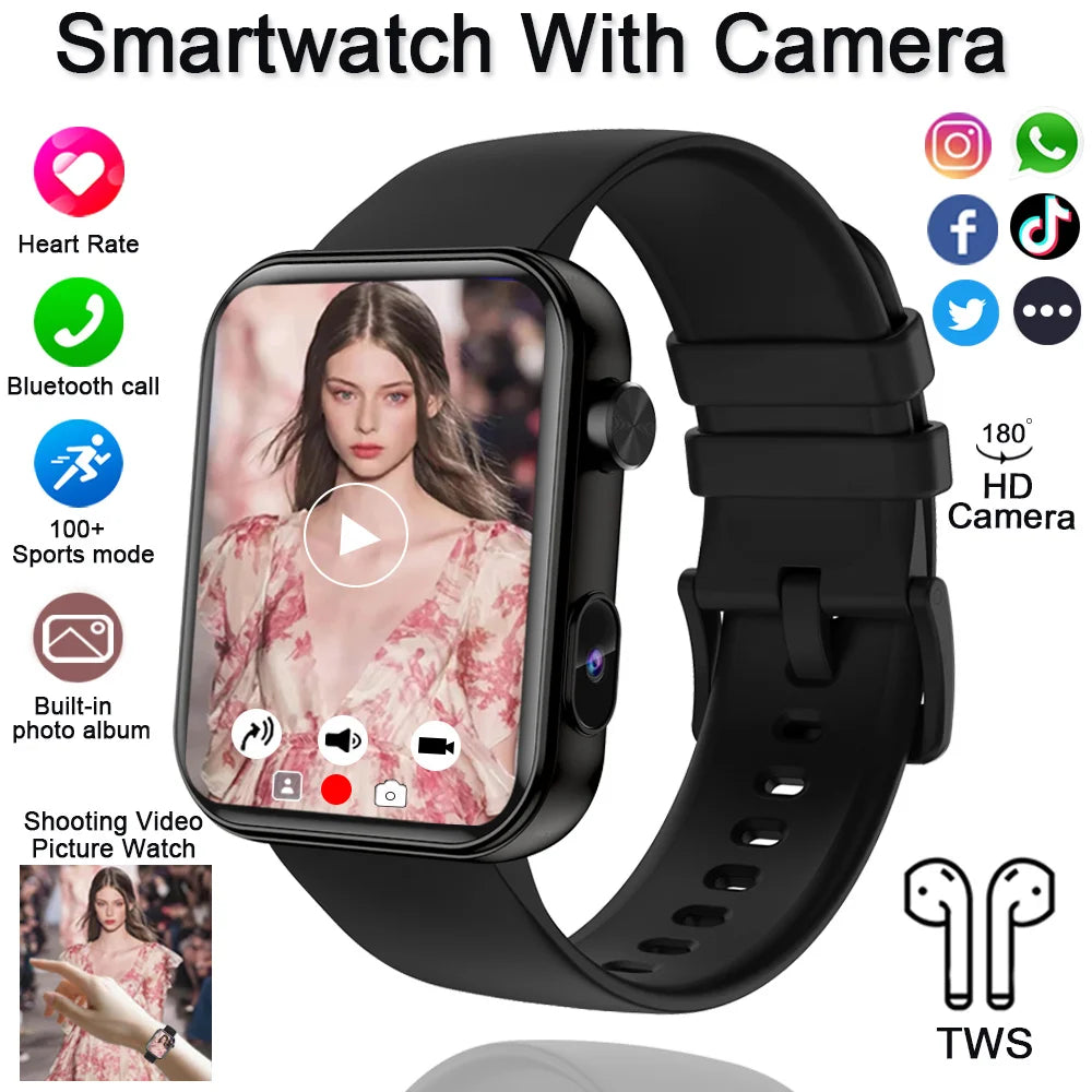2025 New Unisex Smartwatch with Camera, Health Monitor, Fitness Tracker, Waterproof & Bluetooth Calling