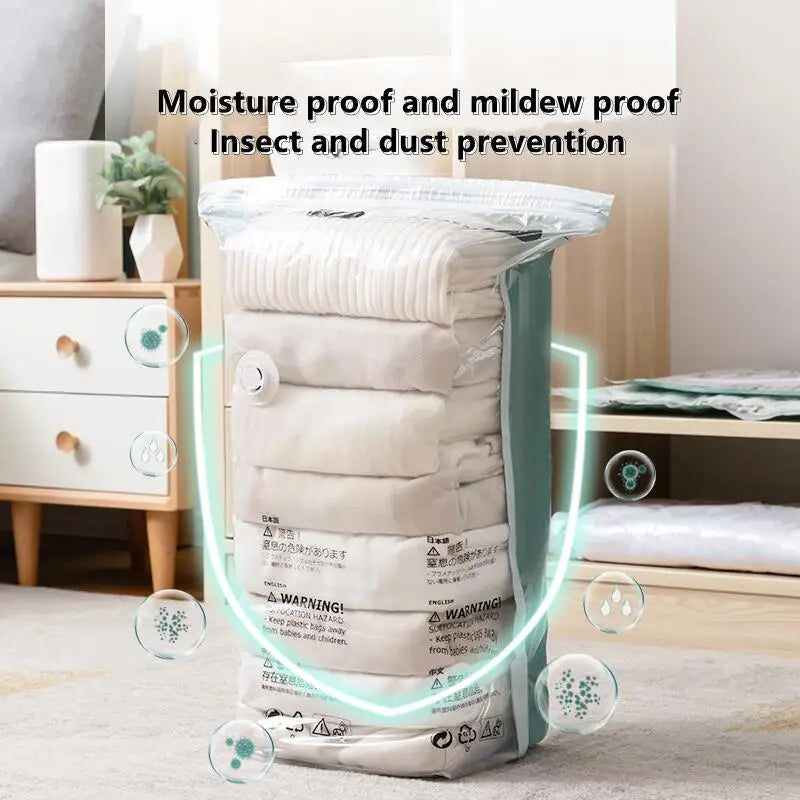 No-Pump Vacuum Storage Bags – Compression Bags for Clothes, Blankets & Bedding, Space-Saving Travel & Home Organization