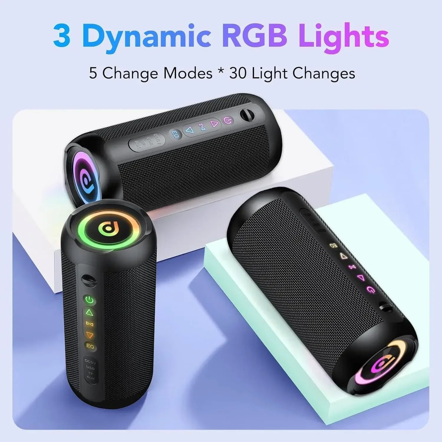 30W Bluetooth 5.4 Portable Speaker – IPX7 Waterproof, 30H Playtime, BassUp Stereo Sound, Wireless Outdoor Speaker for Party, Beach & Travel