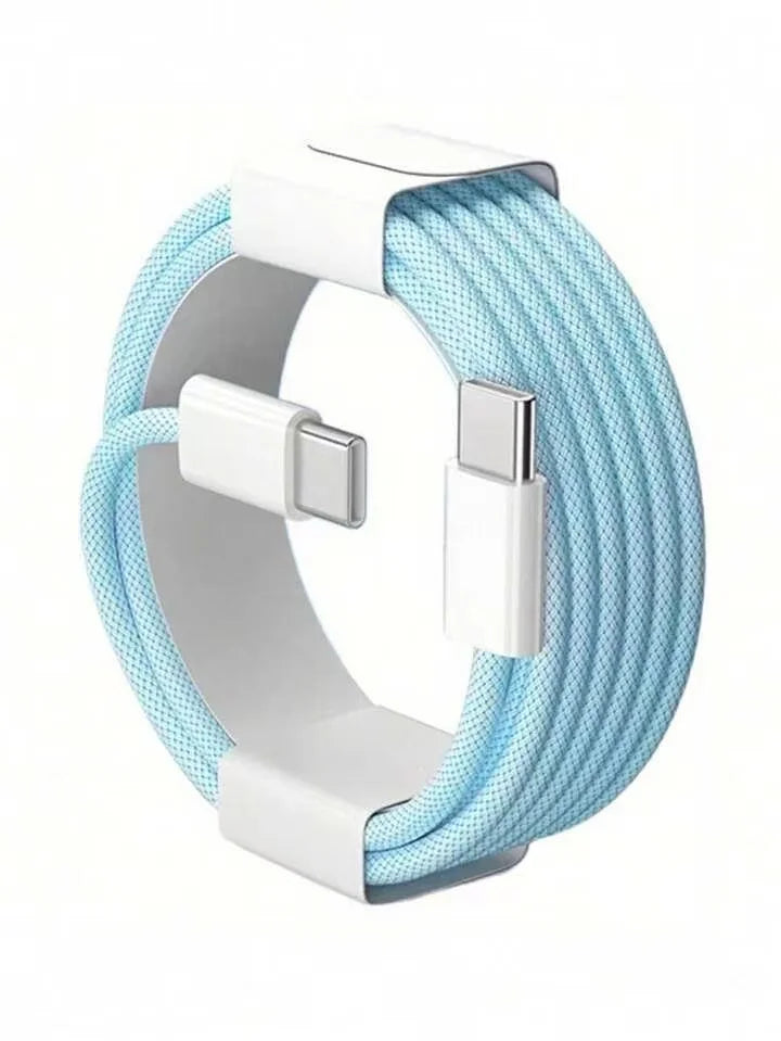 Fast Charging USB-C to USB-C Nylon Braided Cable for iPhone 17/16/15 – 3.3ft / 6.6ft / 10ft Durable Data Cord, PD Compatible