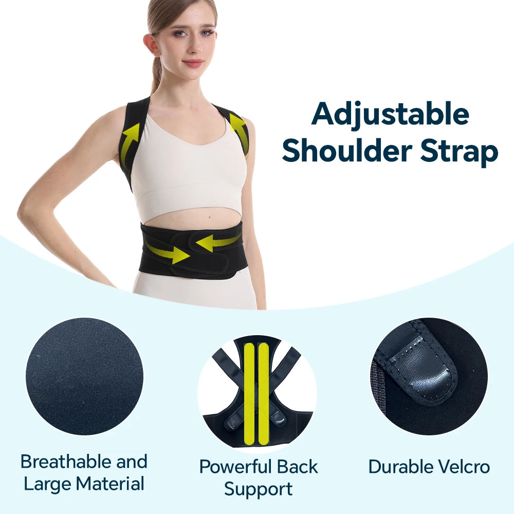 Posture Corrector Back Brace – Adjustable Support for Men & Women, Scoliosis, Hunchback & Thoracic Spine Relief