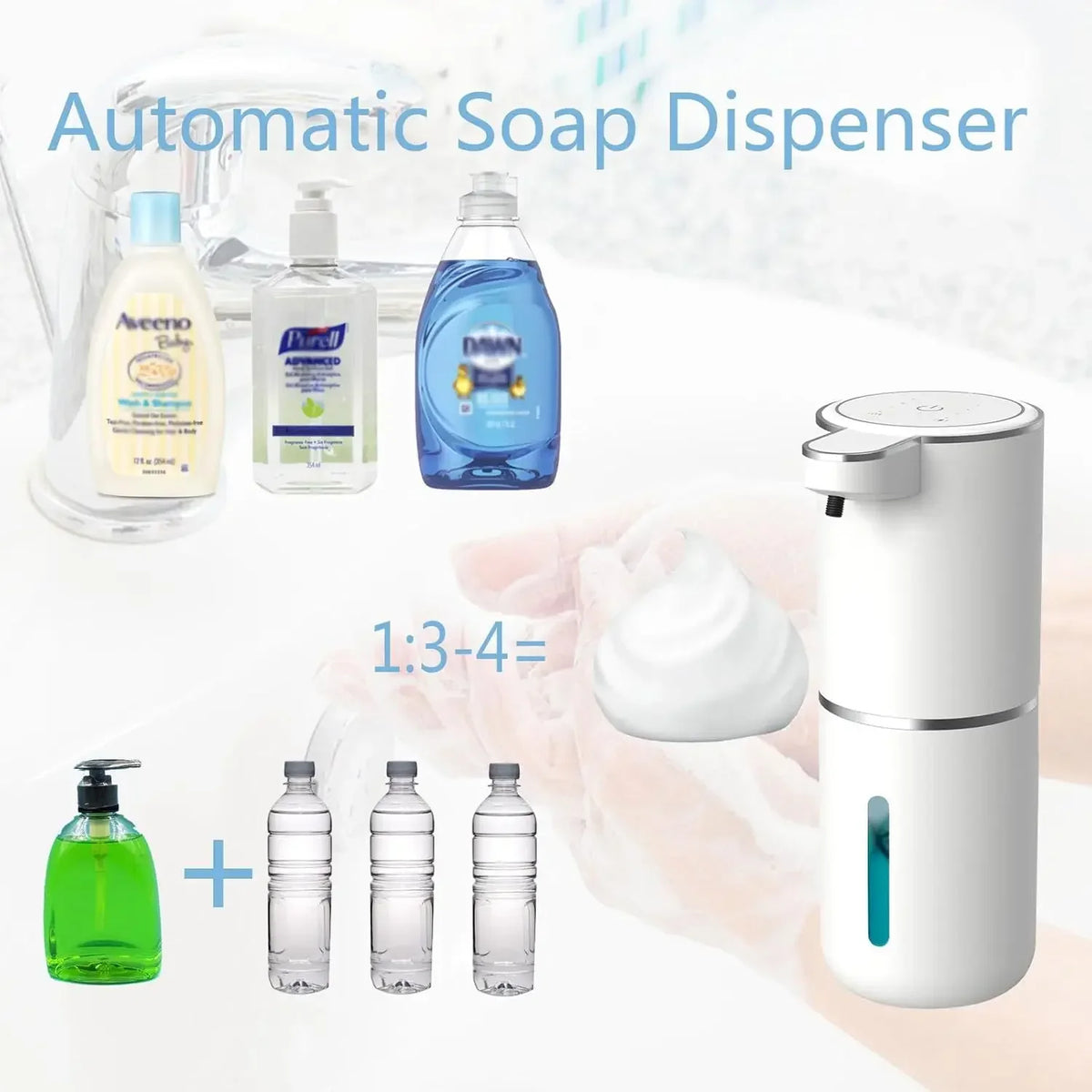 Touchless Automatic Soap Dispenser – USB Rechargeable Infrared Sensor Liquid & Foam Soap Pump for Bathroom & Kitchen