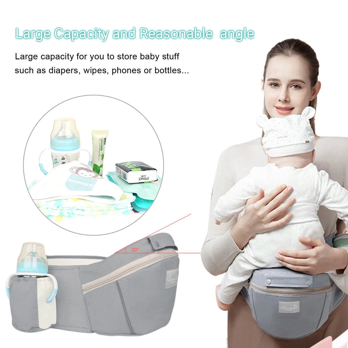 Ergonomic Baby Carrier with Hip Seat – Front Facing & Travel Backpack (0-2 Years)