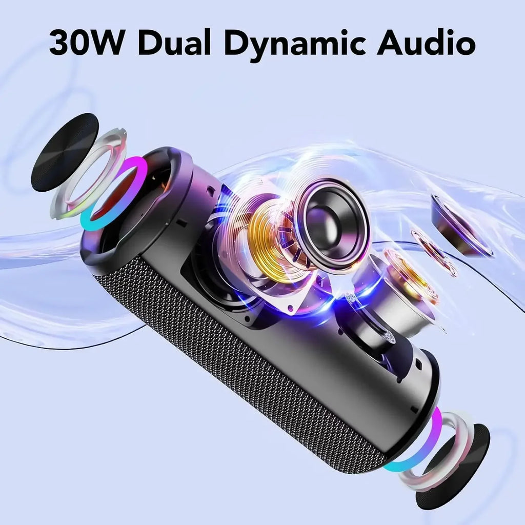 30W Bluetooth 5.4 Portable Speaker – IPX7 Waterproof, 30H Playtime, BassUp Stereo Sound, Wireless Outdoor Speaker for Party, Beach & Travel
