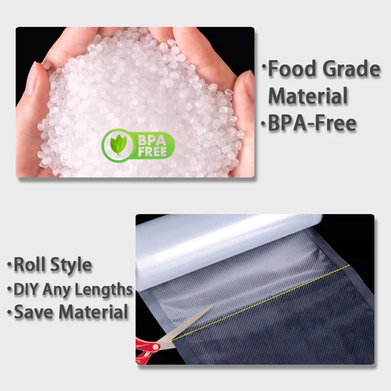 Vacuum Sealer Bags Rolls - Food Storage Packaging Bags for Sous Vide Meat Fruit Vegetable (12/15/20/25/28cm x 500cm)