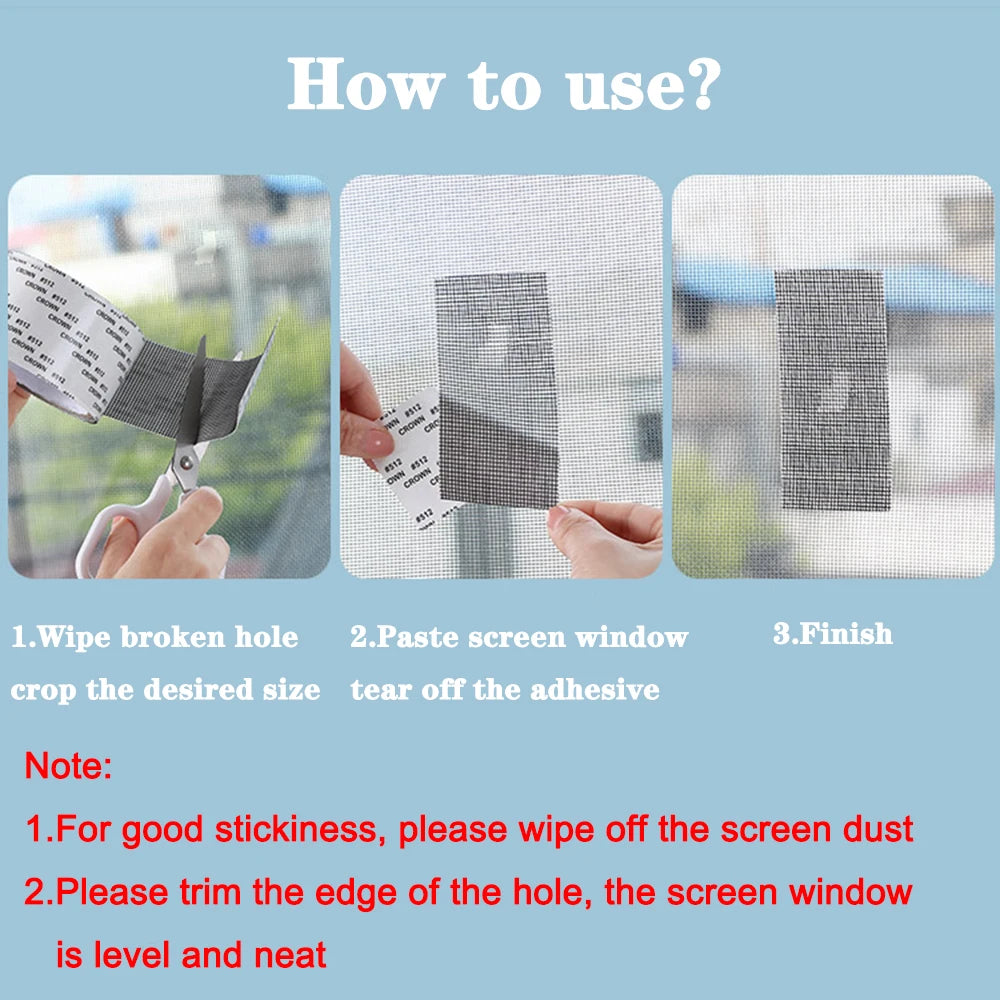 Window Screen Repair Tape - Waterproof Self-Adhesive Mesh Patch | Keep Insects & Mosquitoes Out