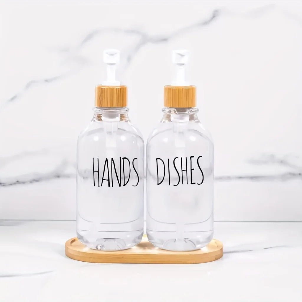 Bamboo Dual Soap Dispenser Set