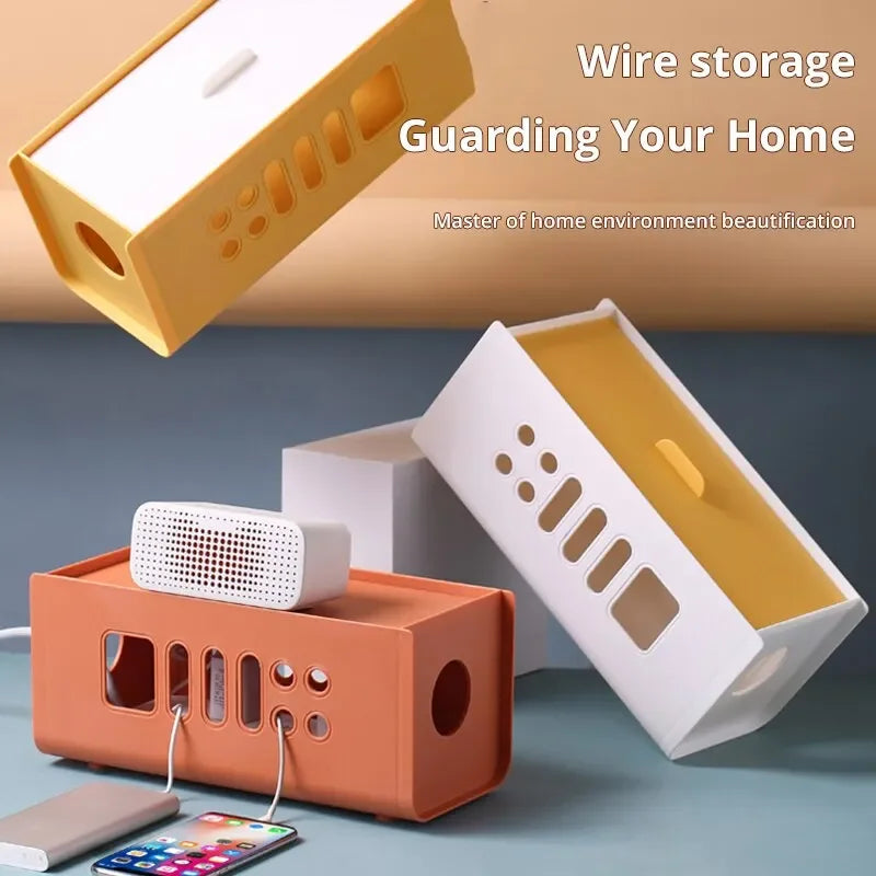 Multifunctional Cable Management Box - Wire Organizer & Power Strip Storage Case for Home & Office