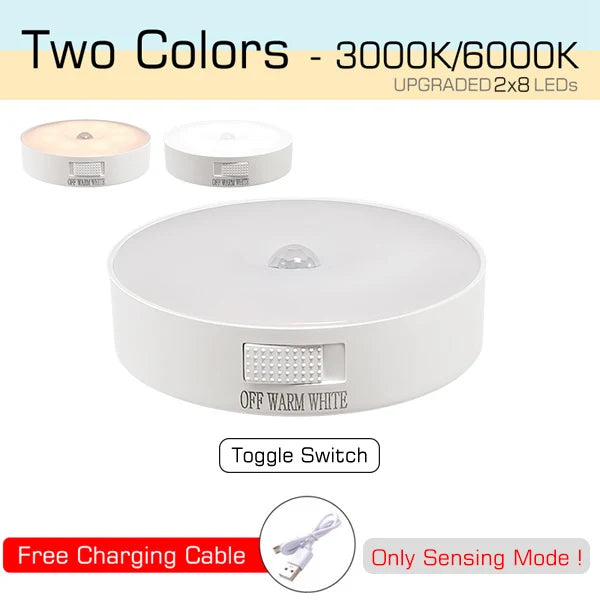 USB Rechargeable Motion Sensor Night Light – Wireless LED Closet, Cabinet & Hallway Light