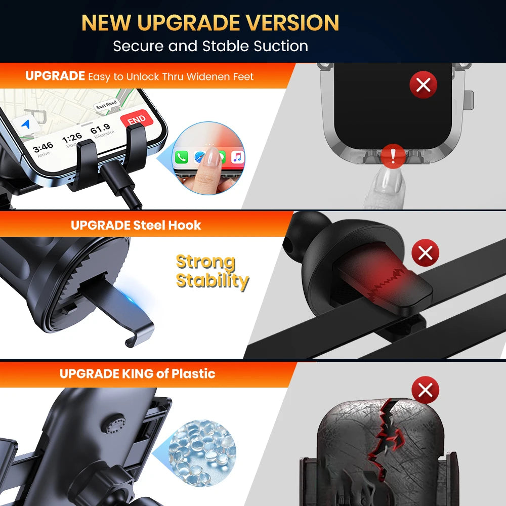 TOPK Upgraded Auto-Locking Car Phone Holder Mount – Universal Air Vent Clip Stand with Strong Grip for iPhone, Samsung & All Smartphones