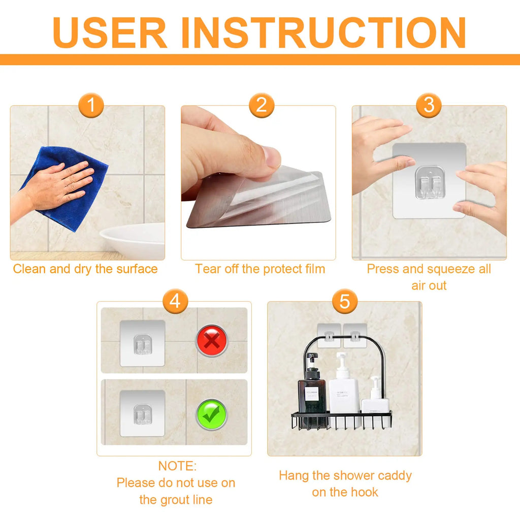 Heavy-Duty Shower Caddy Adhesive Hooks