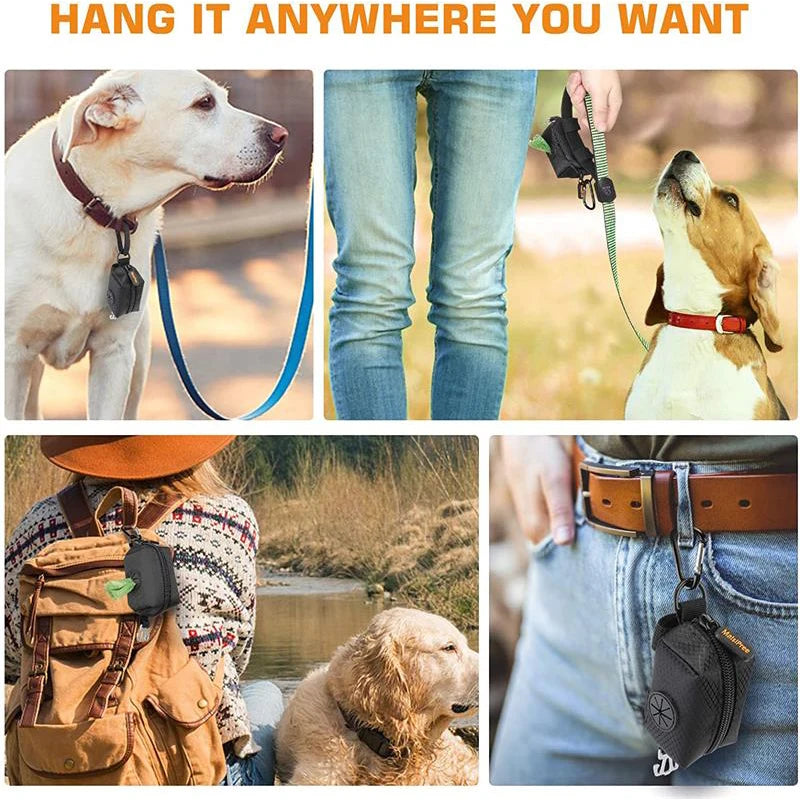 Premium Dog Poop Bag Holder with Leash Attachment