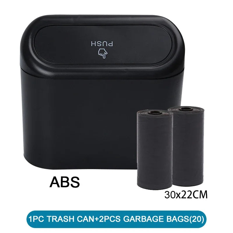 Car Trash Can with Lid & 60 Garbage Bags – Leak-Proof Mini Portable Vehicle Garbage Bin for Auto Interior