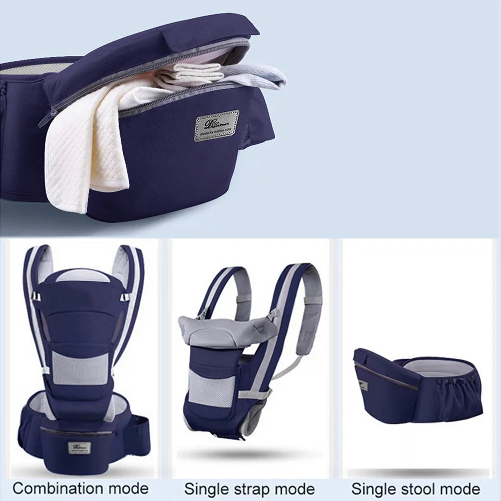 Ergonomic Baby Carrier with Hip Seat – 6-in-1 Front & Back Carrier