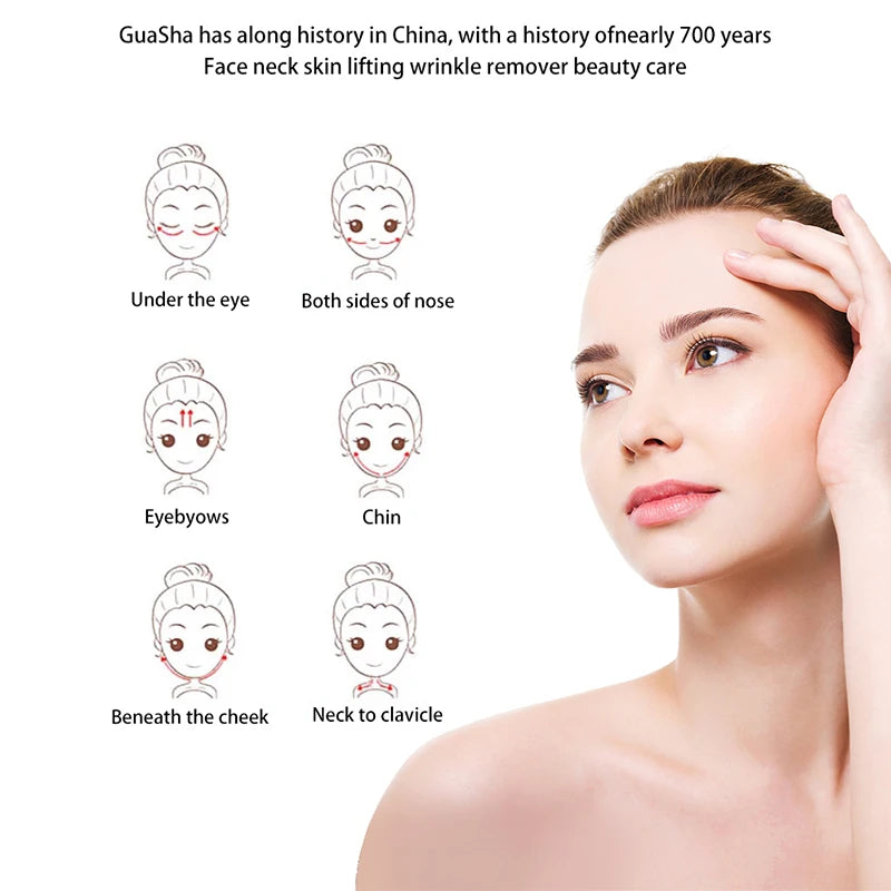 Natural Rose Quartz Gua Sha Jade Facial Tool Set – GuaSha Scraping Massage Board & Roller for Face, Neck & Body Skin Care & Anti-Aging