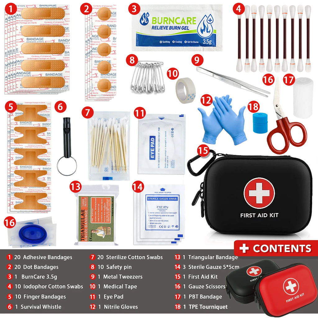 Premium 100-Piece Emergency First Aid Kit – Portable Medical Survival Kit for Home, Car, Travel, Camping & Hiking