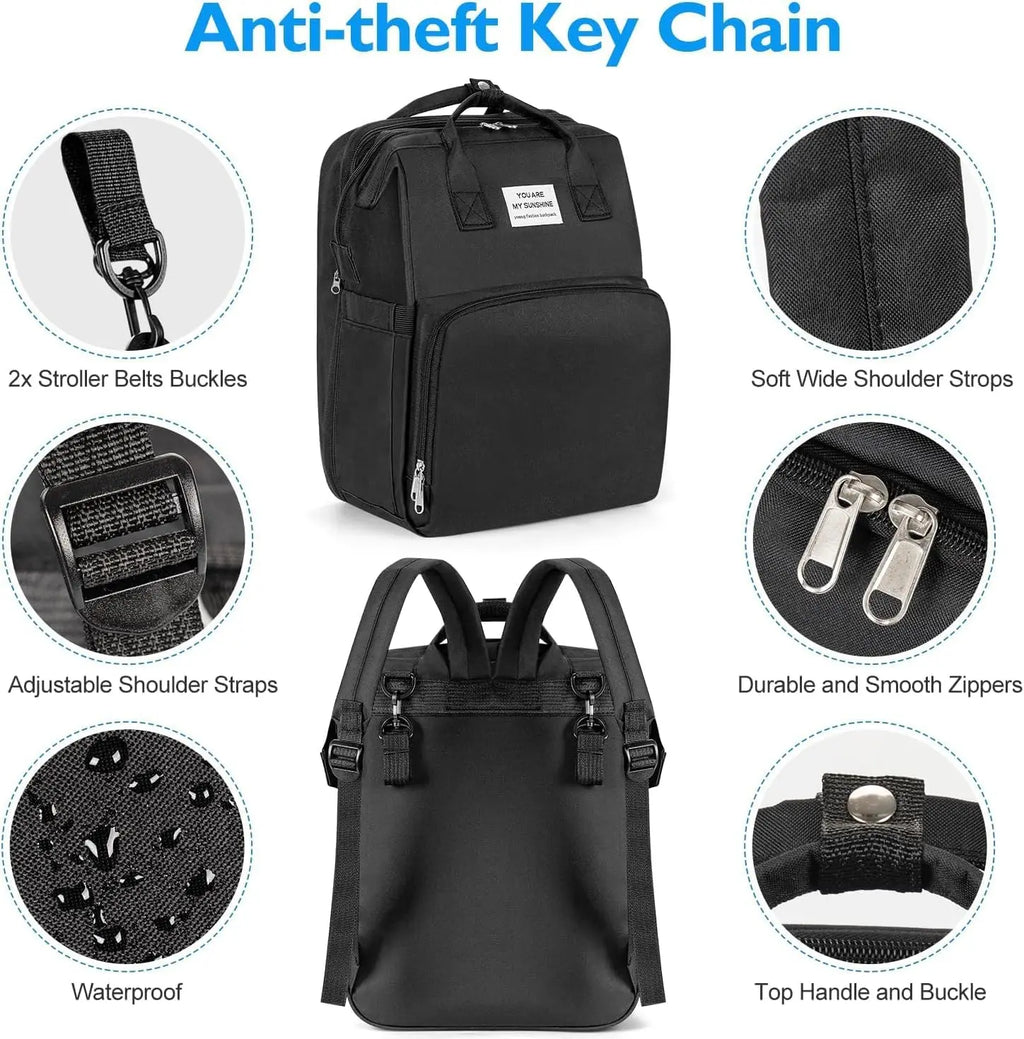 Premium Waterproof Baby Diaper Backpack with Foldable Changing Station