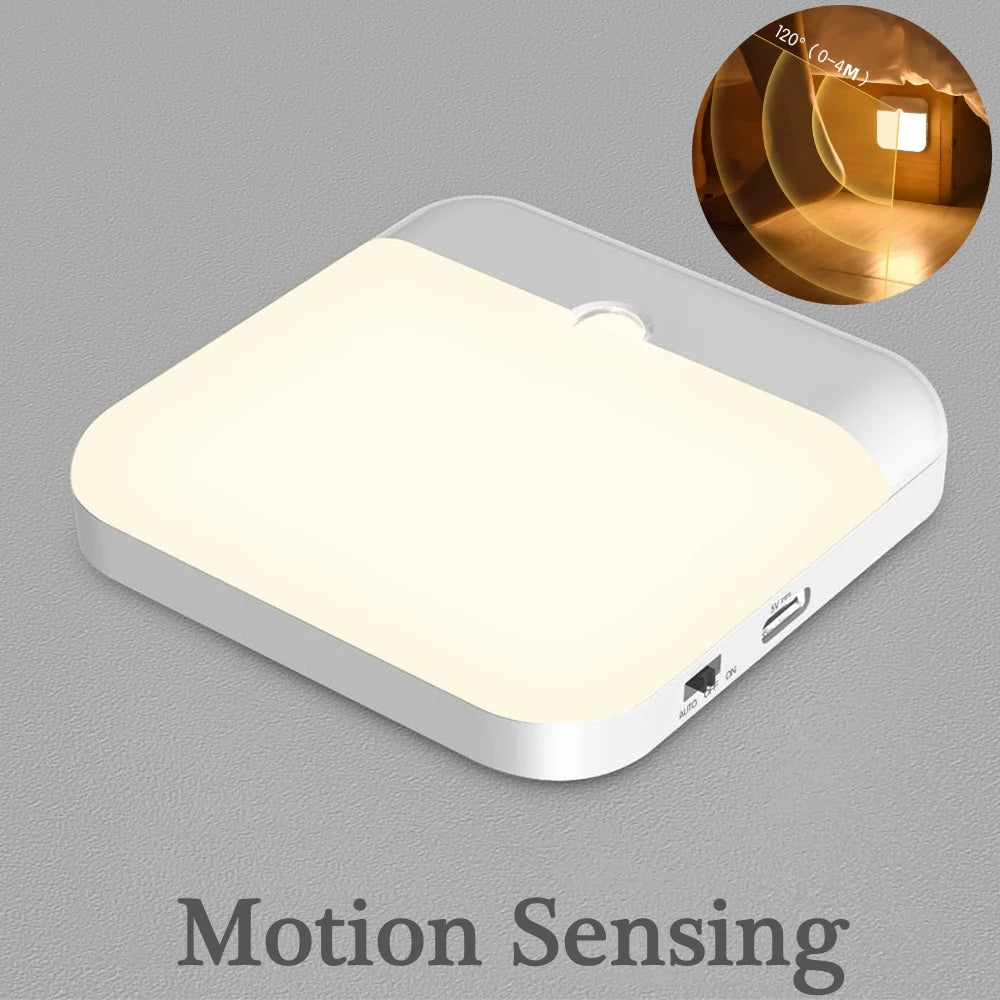 USB Rechargeable Motion Sensor LED Night Light – Wireless Magnetic Wall Light for Hallways, Closets & Stairs