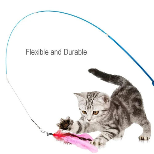 11-Pack Colorful Cat Feather Toy Refills – Replacement Heads for Interactive Wand Teasers