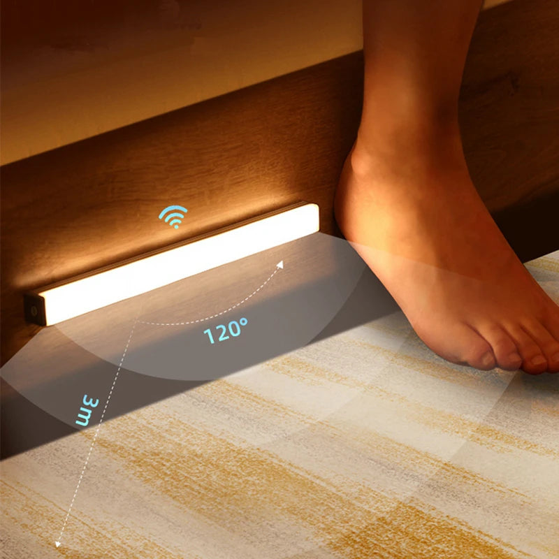 Motion Sensor LED Night Light – Wireless Rechargeable Under Cabinet Light with Type-C Charging for Kitchen, Wardrobe, Closet & Staircase