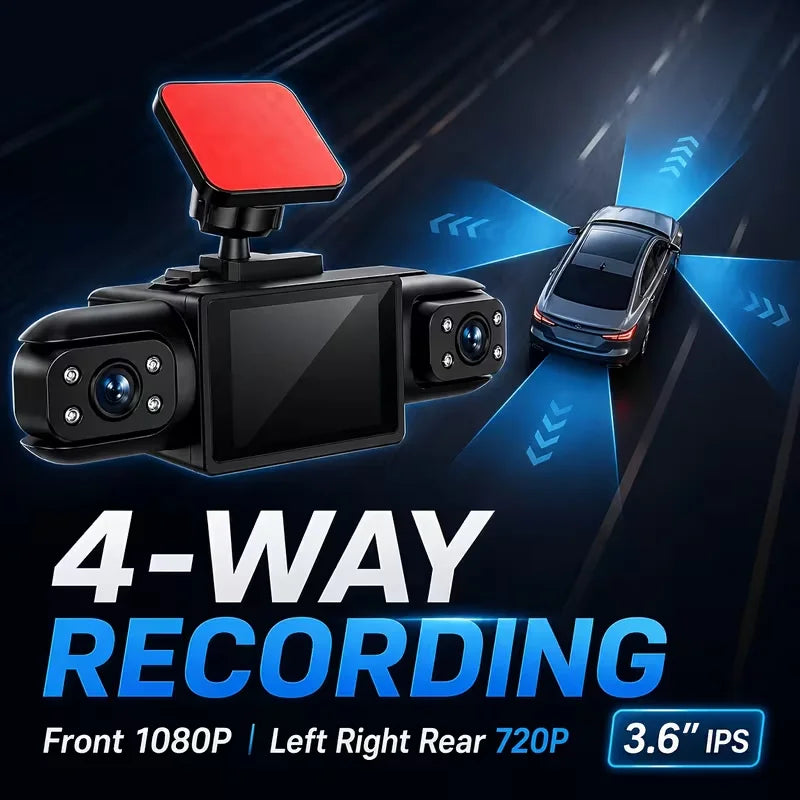 1080P FHD Multi-Camera Dash Cam with Night Vision, Parking Monitor & G-Sensor