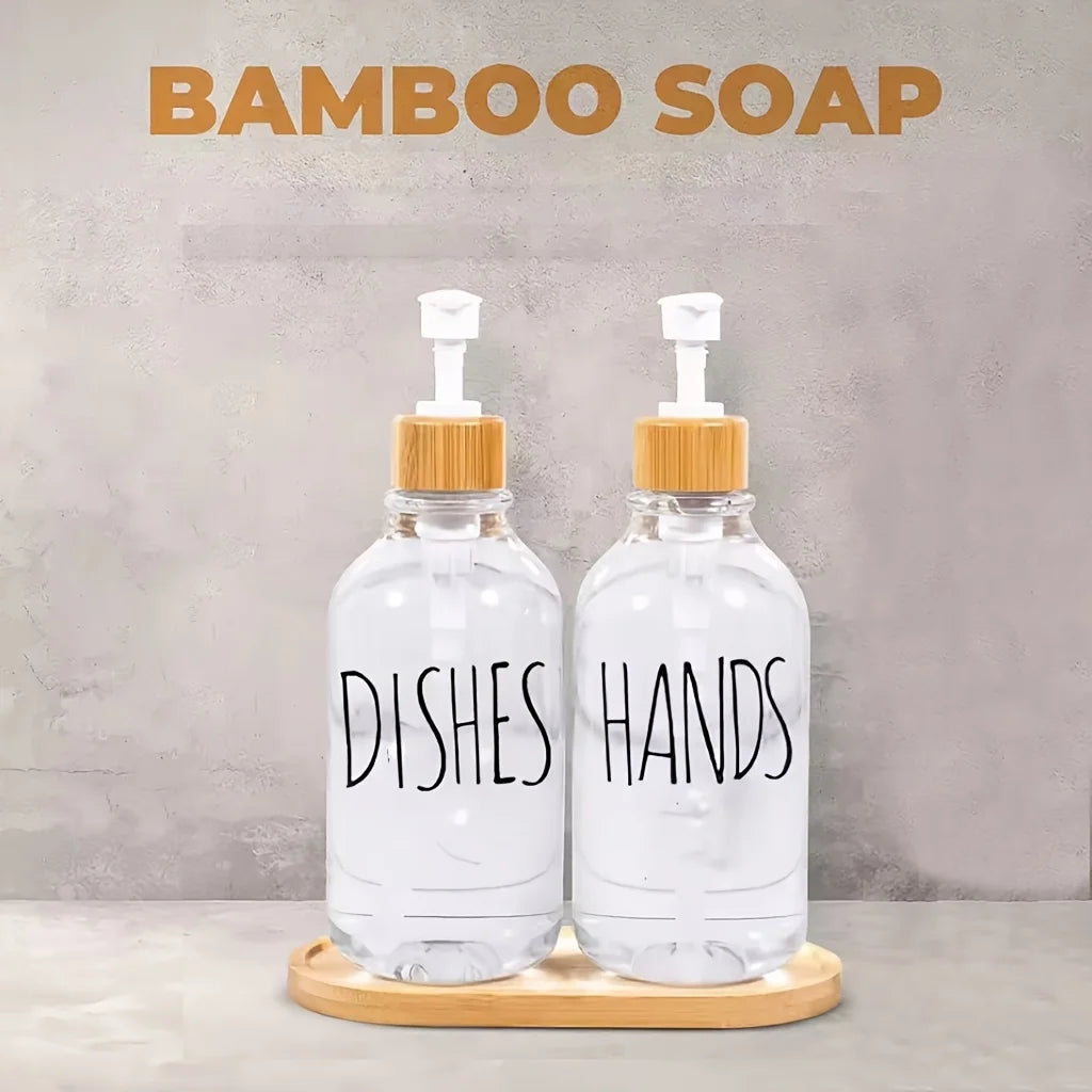 Bamboo Dual Soap Dispenser Set