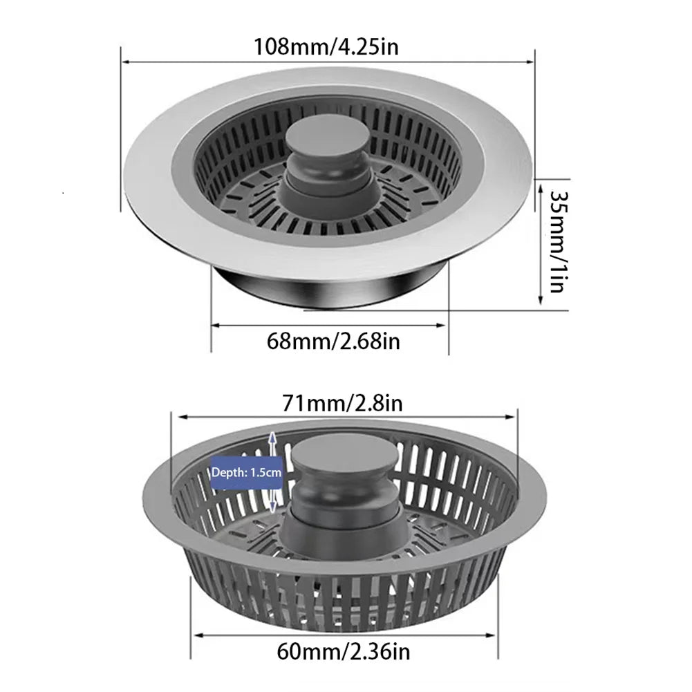 Stainless Steel Pop-Up Sink Strainer