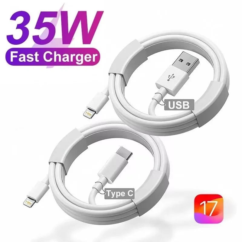35W PD Fast Charger USB-C Wall Charger with Cable for iPhone 15/14/13/12/11 Pro Max – Quick Charge Adapter & Data Cord