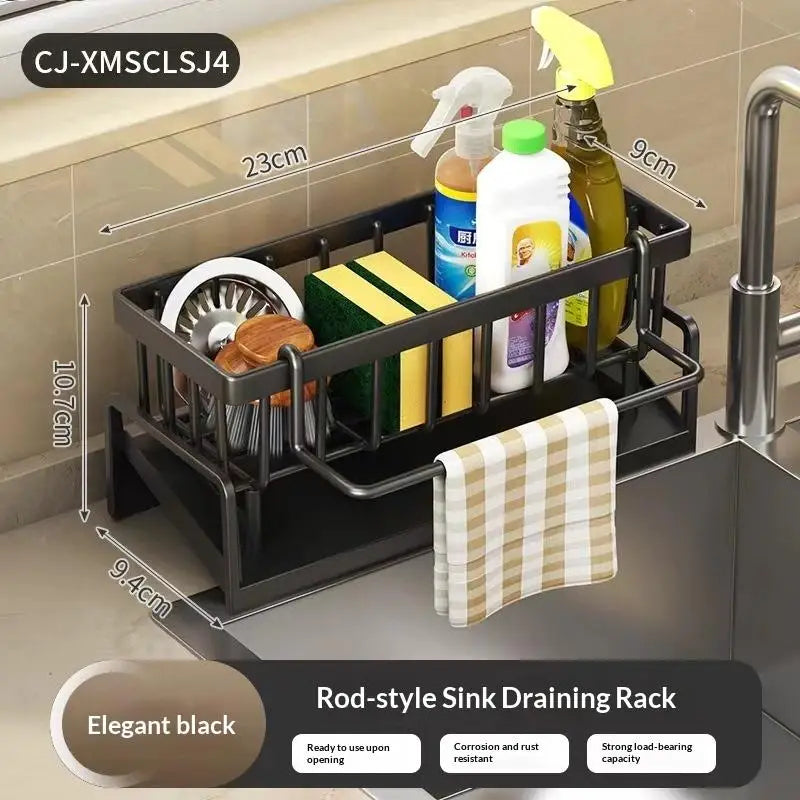 Sink Caddy Organizer with Sponge Holder & Towel Bar