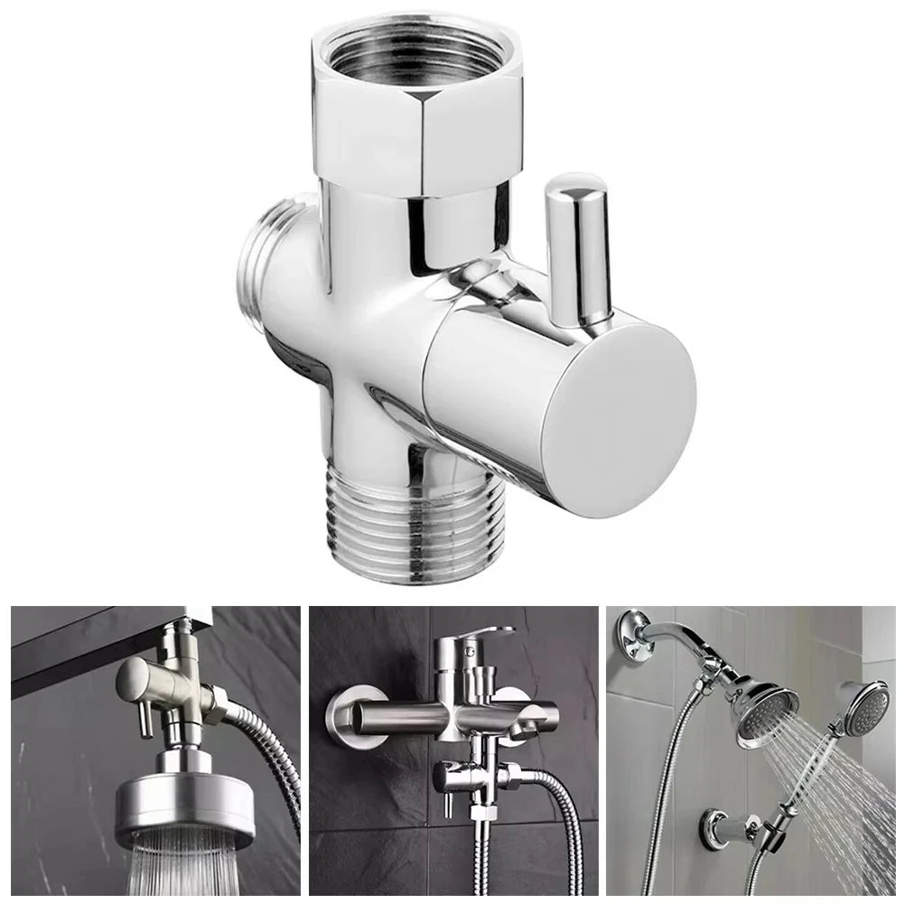 3-Way Brass Shower Diverter Valve – G1/2" Bathroom Water Splitter