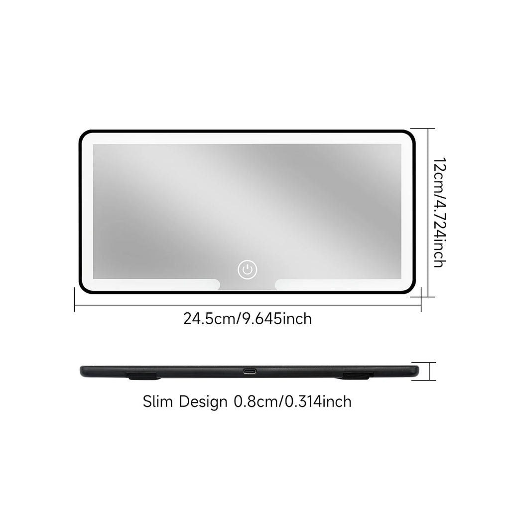 LED Car Makeup Mirror – Sunshade Hanging Vanity Mirror with Touch Dimmable Lights, USB Rechargeable, Ultra-Thin Portable HD Mirror for Travel & Daily Use