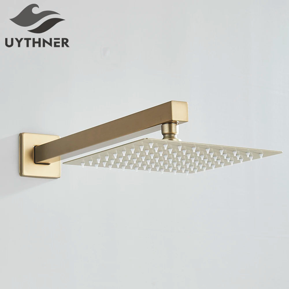 Square Rainfall Shower Head 8"/10"/12" - Ultrathin Rain Shower with Arm