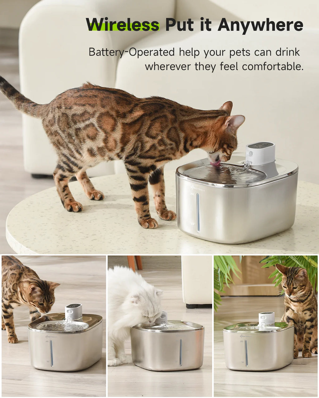Wireless 4L Automatic Pet Water Fountain for Cats & Dogs