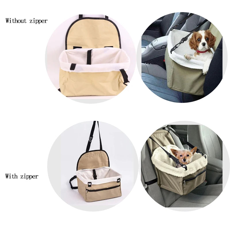 Portable Foldable Pet Car Seat & Travel Carrier for Small Dogs & Cats