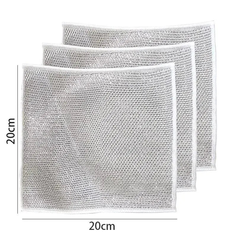 10-Pack Magic Cleaning Dishcloths – Reusable Silver Wire Kitchen Scrub Cloths