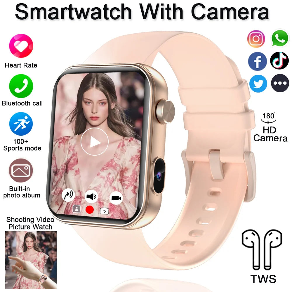 2025 New Unisex Smartwatch with Camera, Health Monitor, Fitness Tracker, Waterproof & Bluetooth Calling