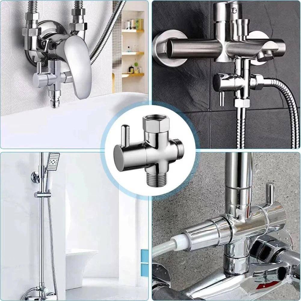 3-Way Brass Shower Diverter Valve – G1/2" Bathroom Water Splitter