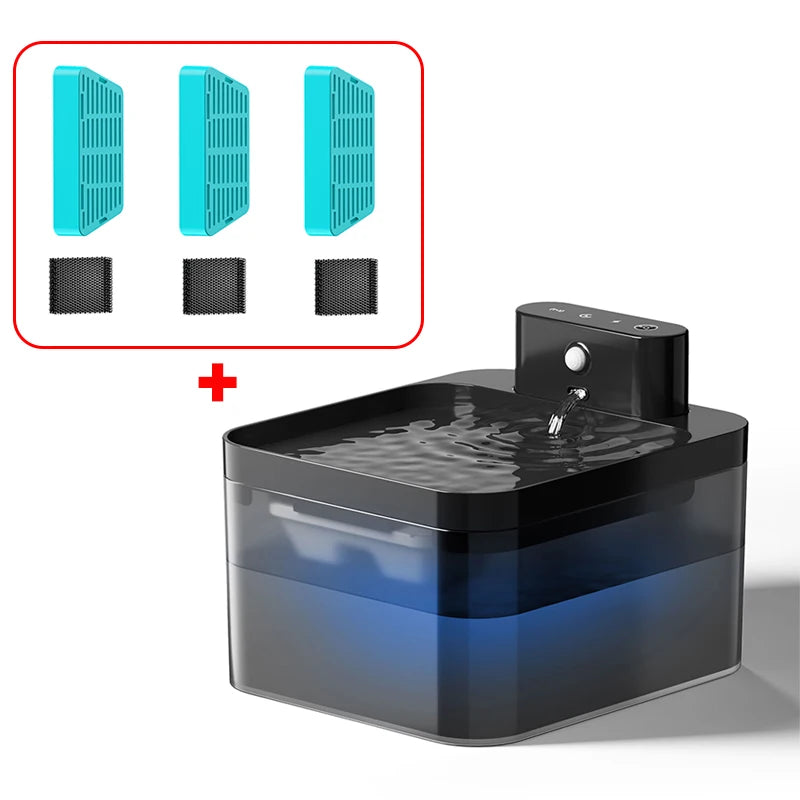 ROJECO Wireless Automatic Cat Water Fountain - Infrared Sensor Smart Pet Drinker for Dogs & Cats (2600mAh)