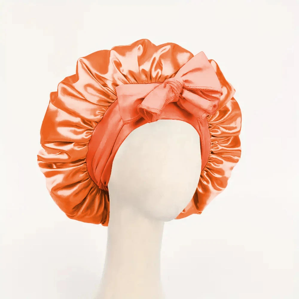 Satin Bonnet with Adjustable Tie Band – Silk-Like Sleeping Hair Bonnet for Women & Men, Nighttime Hair Protection Cap (16 Colors)