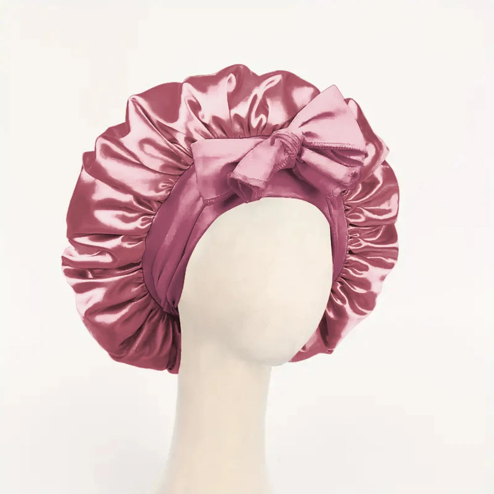Satin Bonnet with Adjustable Tie Band – Silk-Like Sleeping Hair Bonnet for Women & Men, Nighttime Hair Protection Cap (16 Colors)