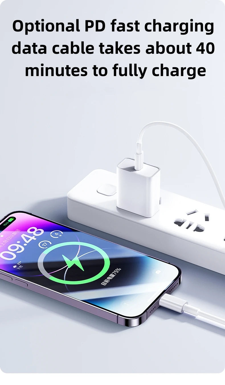 35W PD Fast Charger USB-C Wall Charger with Cable for iPhone 15/14/13/12/11 Pro Max – Quick Charge Adapter & Data Cord