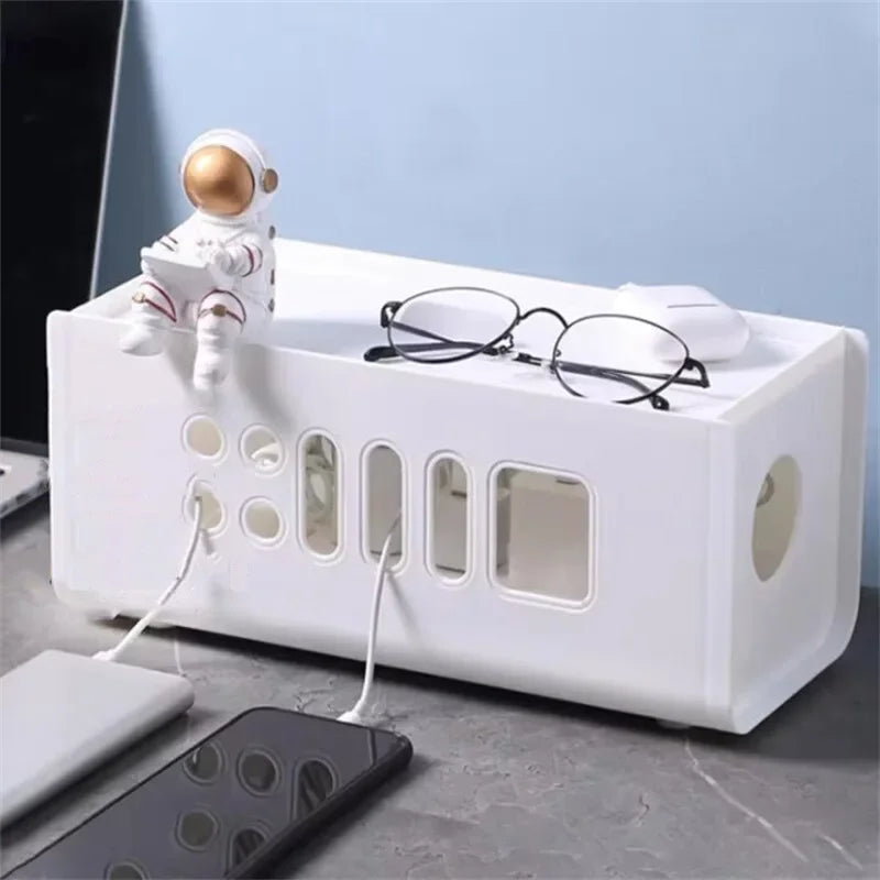 Multifunctional Cable Management Box - Wire Organizer & Power Strip Storage Case for Home & Office